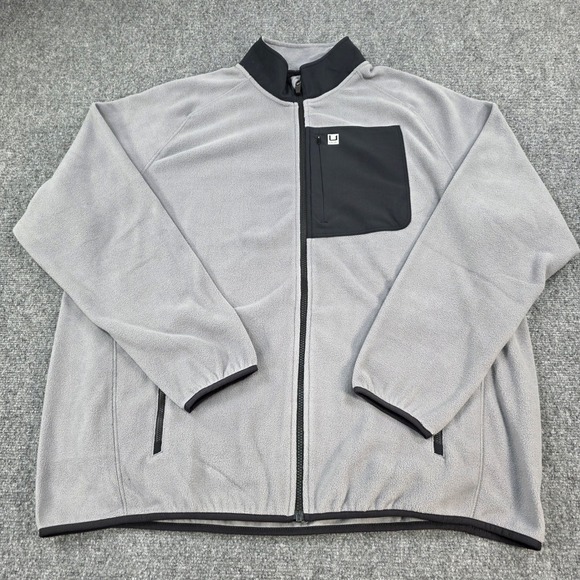 Huk Coast Line Fleece Jacket XXL Gray Full Zip Fishing Outdoor Mens - Picture 1 of 7